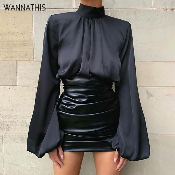 wannathis black lantern sleeve hight neck satin blouse women slim solid ruched cropped elastic fashion spring elegant ladies, White
wannathis black lantern sleeve hight neck satin blouse women slim solid ruched cropped elastic fashion spring elegant ladies, White