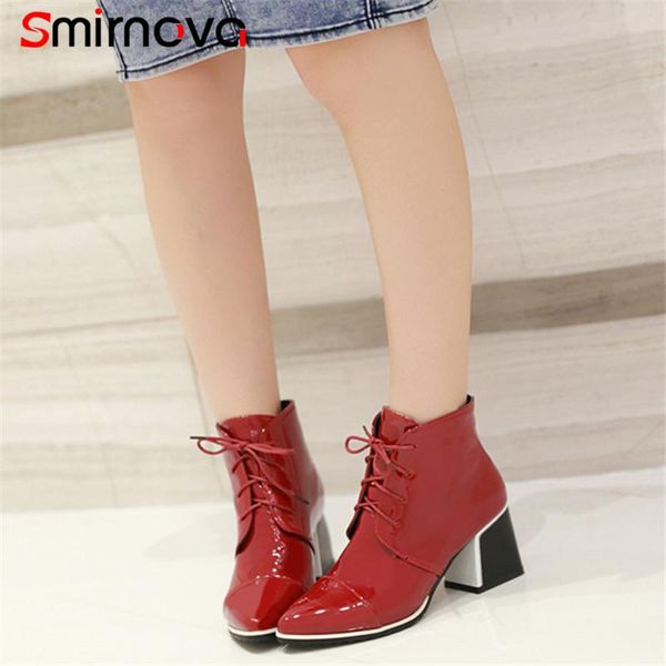smirnova fashion pu leather boots 2020 autumn winter lace up woman boots square heels ankle large size shoes white, Black
smirnova fashion pu leather boots 2020 autumn winter lace up woman boots square heels ankle large size shoes white, Black