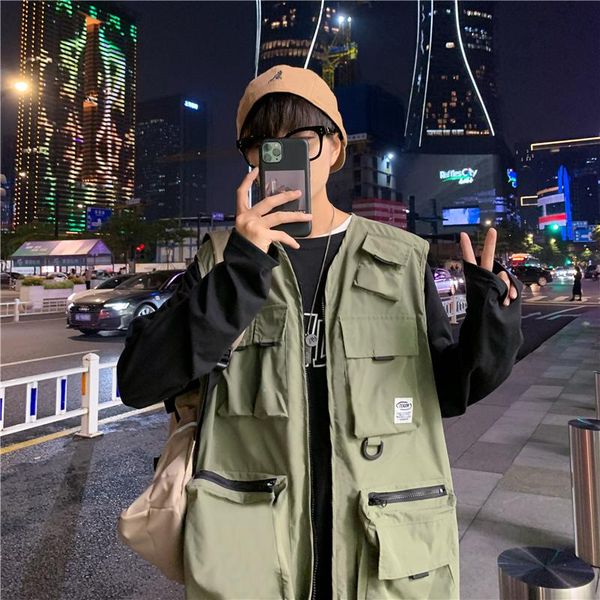 tactical streetwear vest sleeveless korean cotton casual motorcycle utility vest retro biker chaqueta hombre men coat de50mbx, Black;white
tactical streetwear vest sleeveless korean cotton casual motorcycle utility vest retro biker chaqueta hombre men coat de50mbx, Black;white