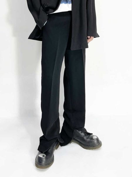 men's pants fabric bv wind straight tube micro la two leg zipper split loose trousers for men, Black
men's pants fabric bv wind straight tube micro la two leg zipper split loose trousers for men, Black