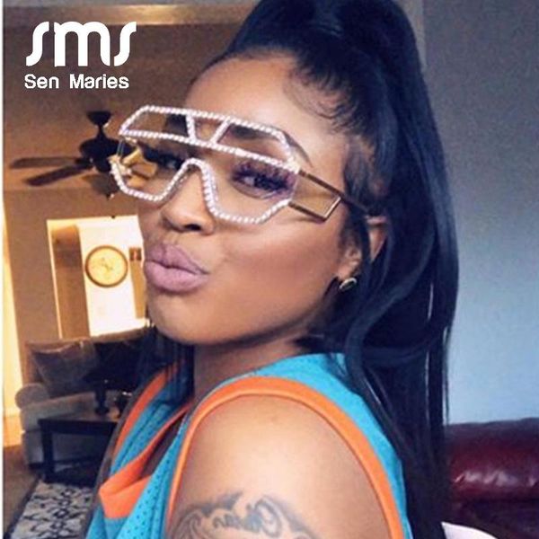 sunglasses fashion oversized square diamond women designer one-piece glasses metal rhinestone eyeglasses oculos, White;black
sunglasses fashion oversized square diamond women designer one-piece glasses metal rhinestone eyeglasses oculos, White;black