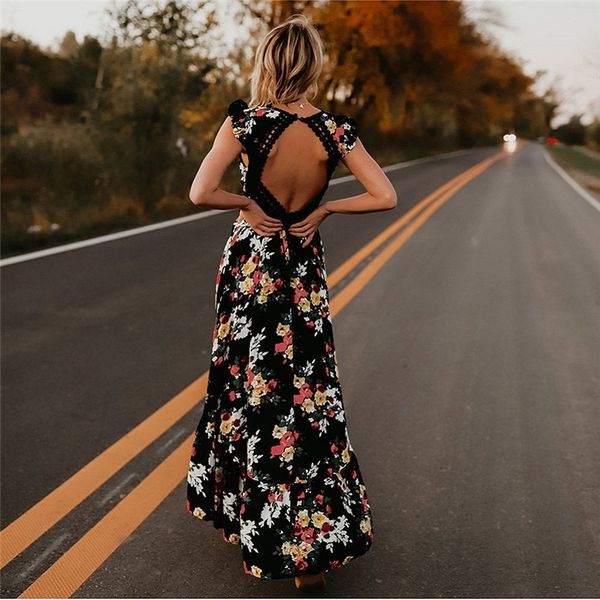 2021 new women summer bohemian long casual open back irregular floral printed deep v neck party es frej, Black;gray
2021 new women summer bohemian long casual open back irregular floral printed deep v neck party es frej, Black;gray