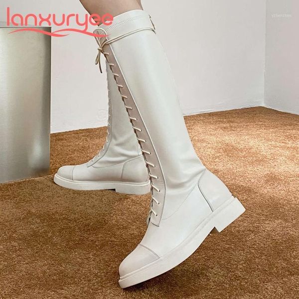boots lanxuryee natural leather round toe low heel comfortable riding korean street pretty girls charming knee-high l031, Black
boots lanxuryee natural leather round toe low heel comfortable riding korean street pretty girls charming knee-high l031, Black