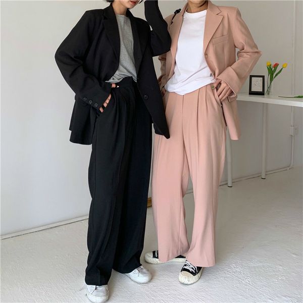 chic loose 2 pieces set single-breasted notched jacket & straight pant female blazer suit 2020 spring women pant suit q1215, White
chic loose 2 pieces set single-breasted notched jacket & straight pant female blazer suit 2020 spring women pant suit q1215, White
