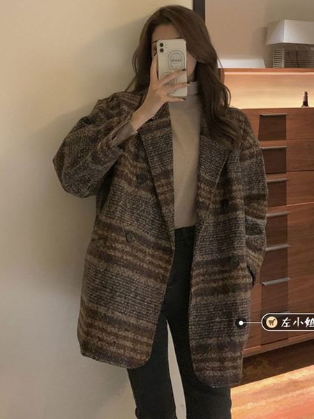 winter 2020 new korean loose medium length nizi coat, Black 
winter 2020 new korean loose medium length nizi coat, Black