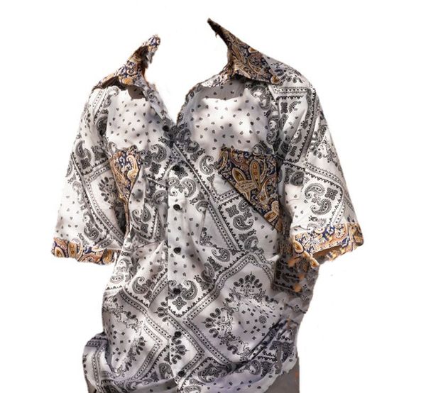 men's short sleeve shirt turn-down collar casual print new thin coat loose fashion, White;black
men's short sleeve shirt turn-down collar casual print new thin coat loose fashion, White;black