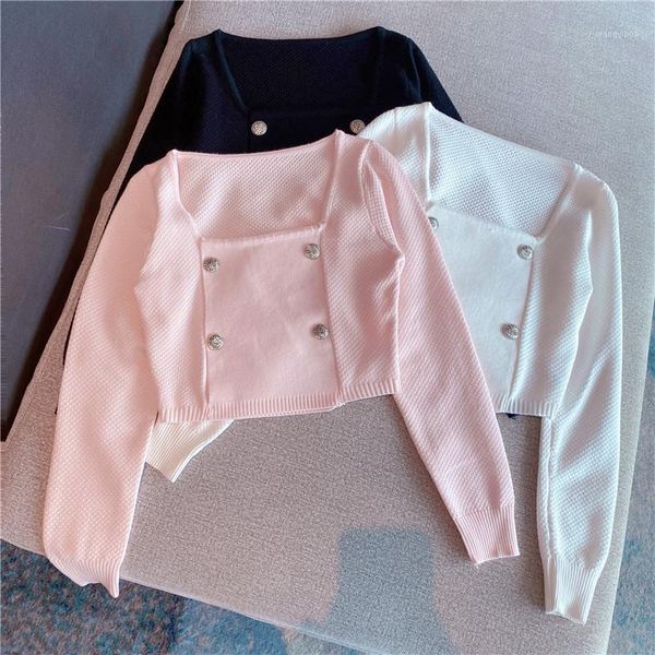cropped sweater for lady fall/winter 2020 sweet square collar all-matching short slimming knit low waist jersey knit, White;black
cropped sweater for lady fall/winter 2020 sweet square collar all-matching short slimming knit low waist jersey knit, White;black