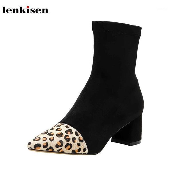 boots lenkisen fashion leopard horsehair flock stretch med heels pointed toe mixed colors winter warm women ankle l091, Black
boots lenkisen fashion leopard horsehair flock stretch med heels pointed toe mixed colors winter warm women ankle l091, Black