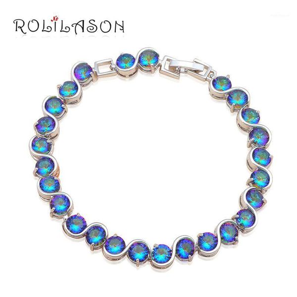 charm bracelets rolilason round rainbow zircon design for ladies silver color health fashion jewelry party tb8881, Golden;silver
charm bracelets rolilason round rainbow zircon design for ladies silver color health fashion jewelry party tb8881, Golden;silver