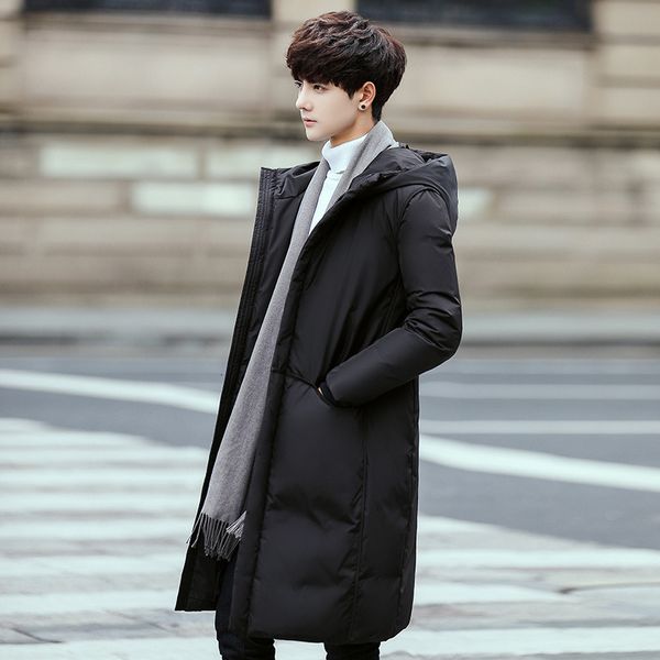 2020 winter new men's hooded down jaet young students korean slim trend coat thiened medium length, Black
2020 winter new men's hooded down jaet young students korean slim trend coat thiened medium length, Black