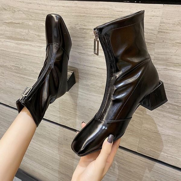 boots short women's square head thin front zipper velvet low fashion fashion1, Black
boots short women's square head thin front zipper velvet low fashion fashion1, Black