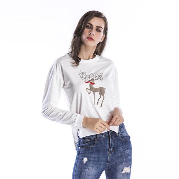 selling women's dress christmas deer irregular hem long-sleeved sweater loose-fit crew neck hoodie with sleeves women's, White
selling women's dress christmas deer irregular hem long-sleeved sweater loose-fit crew neck hoodie with sleeves women's, White