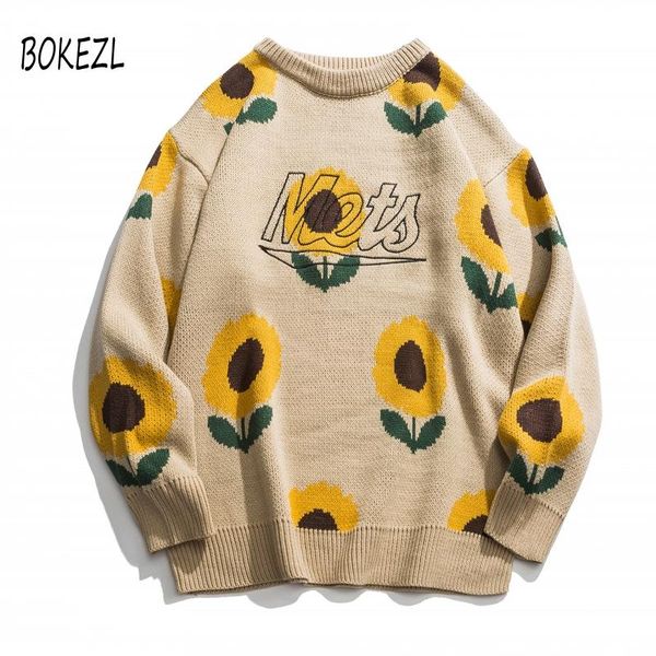 bokezl sunflower sweater women men autumn fashion long sleeve knitted pullover clothes, White;black
bokezl sunflower sweater women men autumn fashion long sleeve knitted pullover clothes, White;black