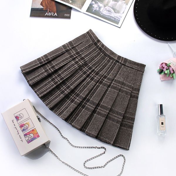 2021 new high waist style wool pleated skirts for girls cute sweet ladies camel black plaid mini skirt women x4w1
2021 new high waist style wool pleated skirts for girls cute sweet ladies camel black plaid mini skirt women x4w1
