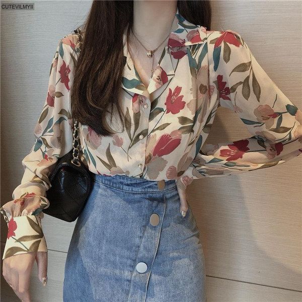 women korean brief print cute sweet chic large size floral all match elegant casual single breasted shirts, White
women korean brief print cute sweet chic large size floral all match elegant casual single breasted shirts, White