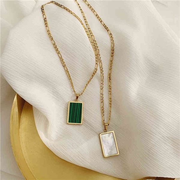 wholesale custom 18k gold plated stainless steel square rectangle white turquoise shell pendant necklaces women, Silver
wholesale custom 18k gold plated stainless steel square rectangle white turquoise shell pendant necklaces women, Silver