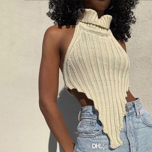 new women designer clothing sleeveless rib knitted vest fashion high collar irregular inside with slim sweater, White
new women designer clothing sleeveless rib knitted vest fashion high collar irregular inside with slim sweater, White