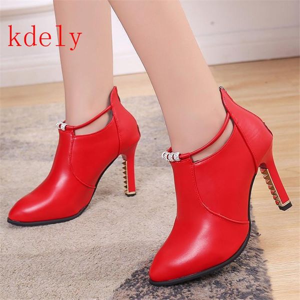 boots 2021 women ankle spring autumn high heel 8.5 cm heels black red pointed toe shoes size 34-40
boots 2021 women ankle spring autumn high heel 8.5 cm heels black red pointed toe shoes size 34-40