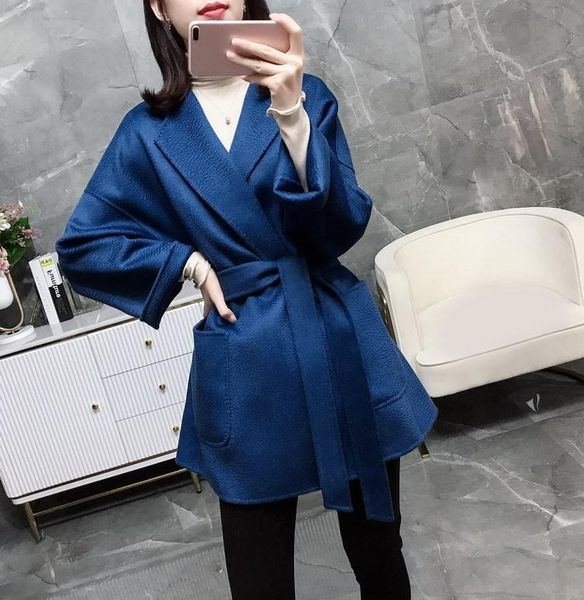 women's wool & blends 8-color atmosphere, simple style, elegant water ripple double-sided coat coat, cashmere lace up, Black
women's wool & blends 8-color atmosphere, simple style, elegant water ripple double-sided coat coat, cashmere lace up, Black