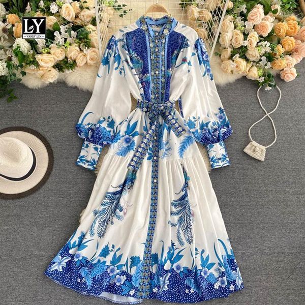 ly varey lin 2020 new autumn ethnic style vintage print dress women stand collar puff sleeve single breasted sashes a line dress1, Black;gray
ly varey lin 2020 new autumn ethnic style vintage print dress women stand collar puff sleeve single breasted sashes a line dress1, Black;gray