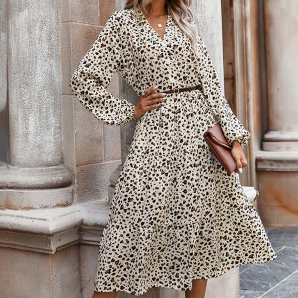 european and american women's new leopard print dress in autumn and winter 2021, Black;gray
european and american women's new leopard print dress in autumn and winter 2021, Black;gray