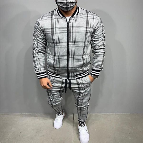 men's tracksuit spring autumn fashion plaid tracksuit casual two piece set men's sports suit clothing men sets, Gray
men's tracksuit spring autumn fashion plaid tracksuit casual two piece set men's sports suit clothing men sets, Gray