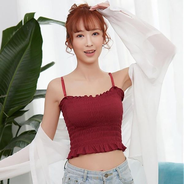 women's fashion belt vest ruffles seamless bra knitted tank with bra wireless sport lady strapless ruched slim tank, White
women's fashion belt vest ruffles seamless bra knitted tank with bra wireless sport lady strapless ruched slim tank, White