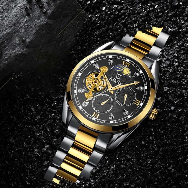 business nari new nary watch / men's leisure sun moon star hollow out full automatic mechanical watch, Slivery;brown
business nari new nary watch / men's leisure sun moon star hollow out full automatic mechanical watch, Slivery;brown