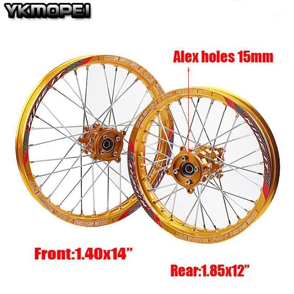 15mm front 1.40x14 inch rear 1.85x12 inch aluminium wheel rim with cnc hub for kayo hr-160cc ty150cc dirt pit bike1
15mm front 1.40x14 inch rear 1.85x12 inch aluminium wheel rim with cnc hub for kayo hr-160cc ty150cc dirt pit bike1