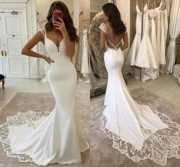 robe de soriee lace satin wedding dresses open back cap sleeve sheer appliques sweep train 2021 new bridal wedding gowns, White
robe de soriee lace satin wedding dresses open back cap sleeve sheer appliques sweep train 2021 new bridal wedding gowns, White