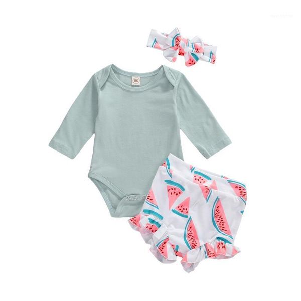 clothing sets 2021 summer baby girls o-neck long sleeve solid color romper + cartoon watermelon print shorts headband 0-24m toddler clothing, White
clothing sets 2021 summer baby girls o-neck long sleeve solid color romper + cartoon watermelon print shorts headband 0-24m toddler clothing, White