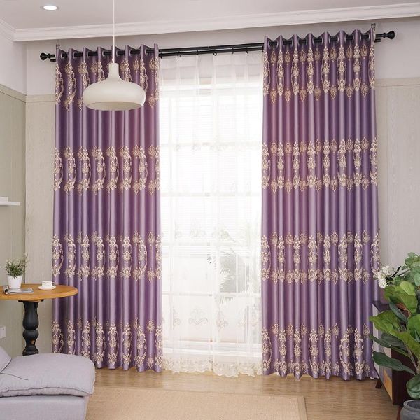 custom curtain modern european purple jacquard double sided chenille shading bedroom thick blackout curtain tulle yarn m968