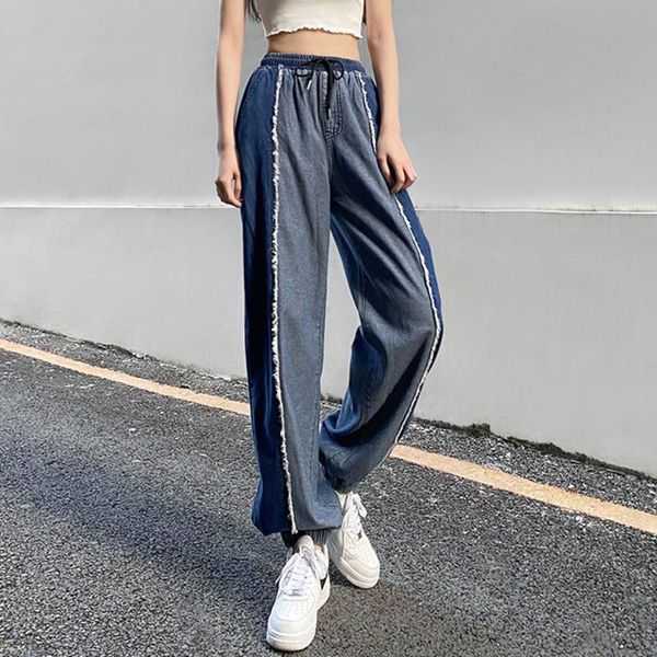 women's jeans womens cotton patchwork high waist loose straight pants female casual slim trousers quality long, Blue
women's jeans womens cotton patchwork high waist loose straight pants female casual slim trousers quality long, Blue
