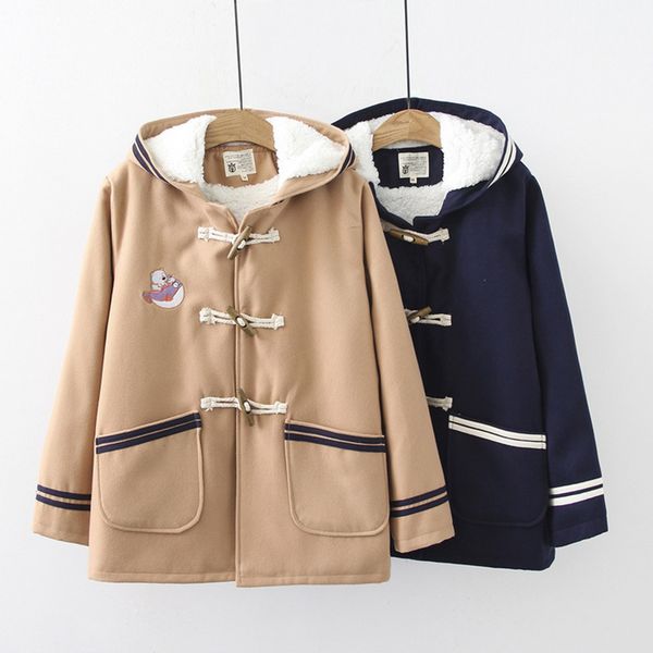 women winter hooded autumn horn button fashion patchwork warm fleece wool coats female woolen college outerwear coat l790, Black
women winter hooded autumn horn button fashion patchwork warm fleece wool coats female woolen college outerwear coat l790, Black