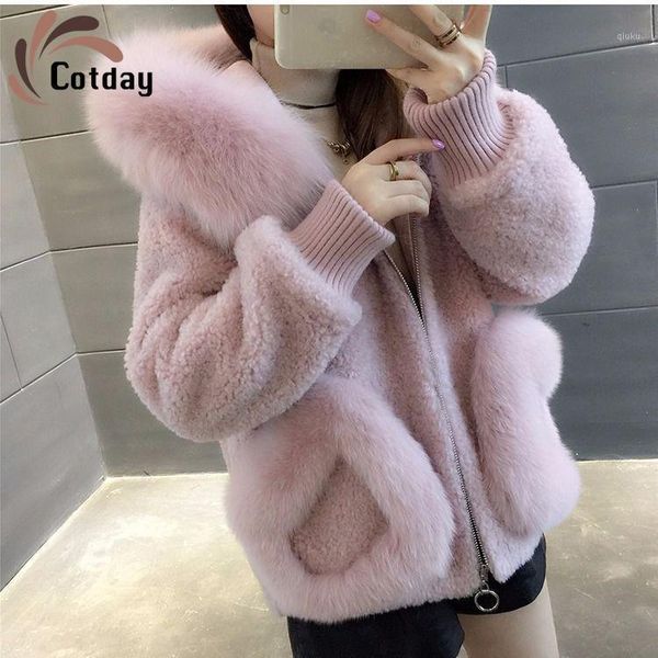 cotday solid 2021 fashion artificial wool collar sheep sheared fur coat women's autumn winter korean hooded short wool coats1, Black
cotday solid 2021 fashion artificial wool collar sheep sheared fur coat women's autumn winter korean hooded short wool coats1, Black