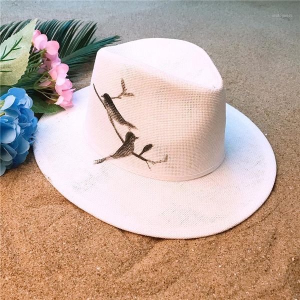 wide brim hats handmade paint panama hat fashion women summer straw beach sun with bird sunbonnet size 58cm1, Blue;gray
wide brim hats handmade paint panama hat fashion women summer straw beach sun with bird sunbonnet size 58cm1, Blue;gray