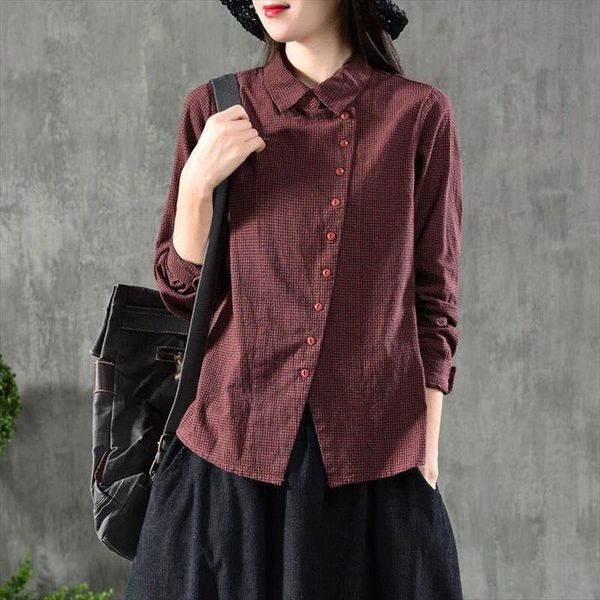 f je new spring women shirt plus size long sleeve casual ladies cotton plaid turn down collar vintage blouse shirts d7, White
f je new spring women shirt plus size long sleeve casual ladies cotton plaid turn down collar vintage blouse shirts d7, White