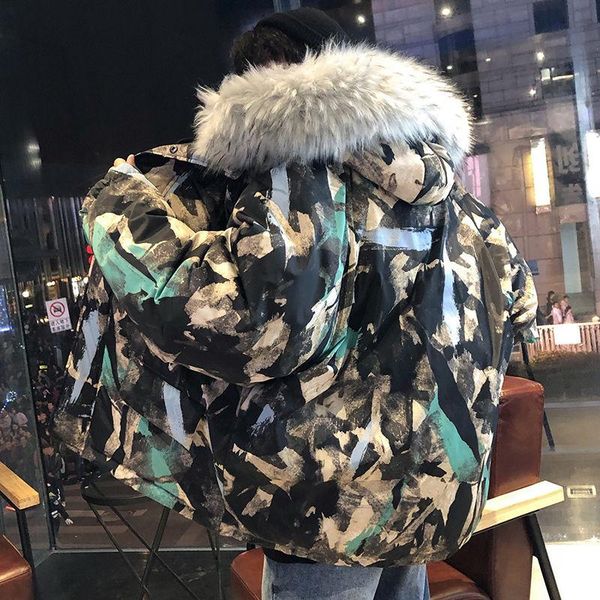 winter thick camouflage jacket men's hooded detachable fur collar jacket hip-hop warm loose windbreaker men's tide, Black
winter thick camouflage jacket men's hooded detachable fur collar jacket hip-hop warm loose windbreaker men's tide, Black