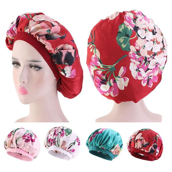 women satin bonnets flower pattern silky turban hair bonnet elastic band head wrap accessories makeup cap night sleep cap tb-75a, Blue;gray
women satin bonnets flower pattern silky turban hair bonnet elastic band head wrap accessories makeup cap night sleep cap tb-75a, Blue;gray