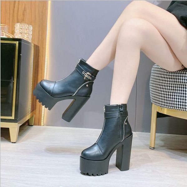 women lacing high heel ankle boots platform female boots shoes buckle round toe ladies party shoes rubber sole promotion, Black
women lacing high heel ankle boots platform female boots shoes buckle round toe ladies party shoes rubber sole promotion, Black