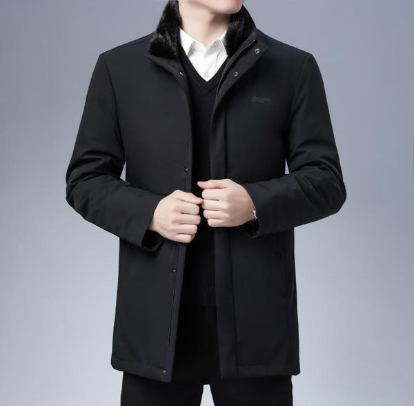 down jacket men's winter middle-aged men's business leisure medium length solid color standing collar fur collar detachable, Black
down jacket men's winter middle-aged men's business leisure medium length solid color standing collar fur collar detachable, Black