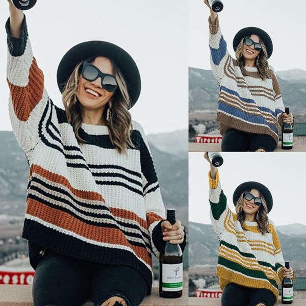 new women autumn long sleeve sweater loose fashion stripe knitted o-neck long sleeve sweater loose blouse female jumper, White;black
new women autumn long sleeve sweater loose fashion stripe knitted o-neck long sleeve sweater loose blouse female jumper, White;black