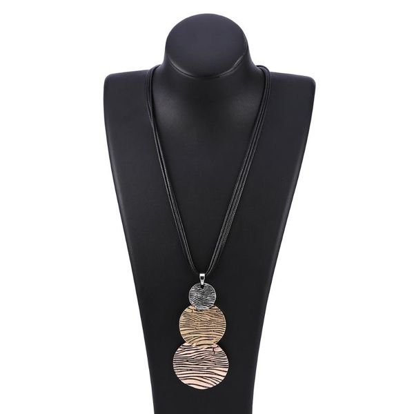 pendant necklaces vintage necklace fashion retro for women statement 3 round jewelry long leather chain collar, Silver
pendant necklaces vintage necklace fashion retro for women statement 3 round jewelry long leather chain collar, Silver