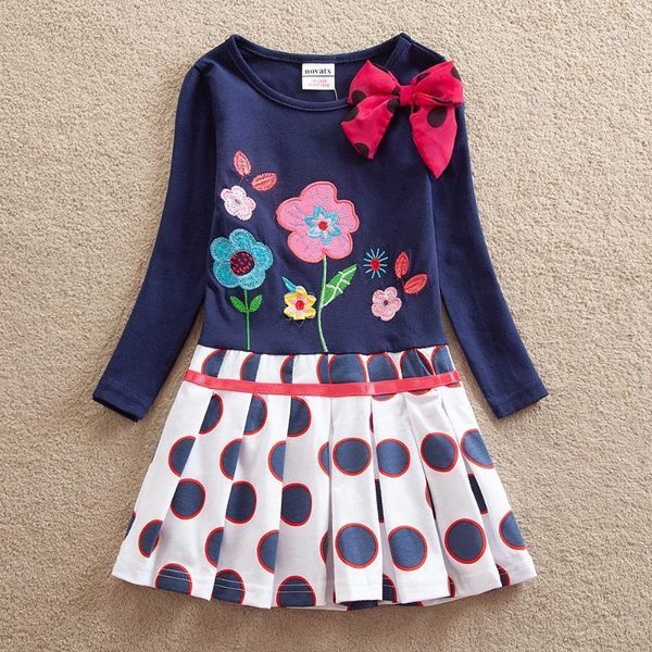 girl's dresses long sleeve embroidered bow dress for girl kids big dot cotton breathable children clothes1, Red;yellow
girl's dresses long sleeve embroidered bow dress for girl kids big dot cotton breathable children clothes1, Red;yellow