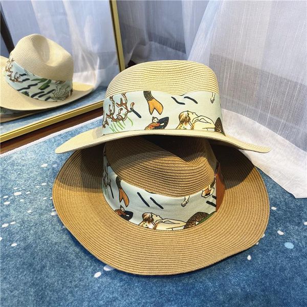 European And American Hat Women's High Version Mermaid Satin Lafite Straw Hat, Blue;gray
European And American Hat Women's High Version Mermaid Satin Lafite Straw Hat, Blue;gray