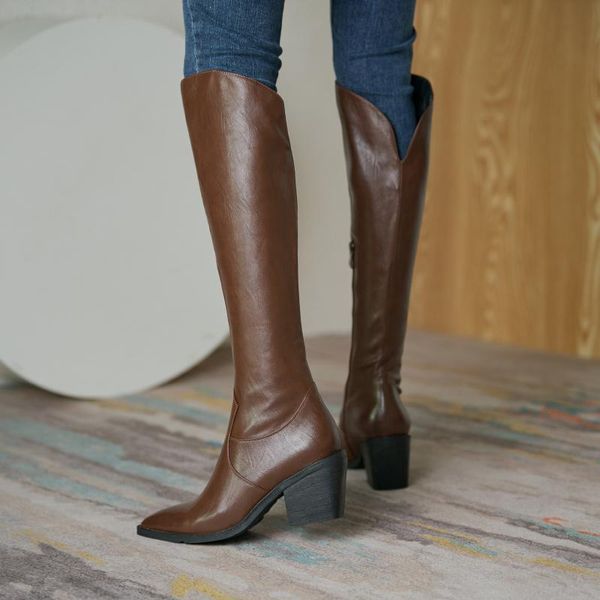boots dovereiss fashion women's shoes winter concise brown zipper clear heels block knee high 34-43, Black
boots dovereiss fashion women's shoes winter concise brown zipper clear heels block knee high 34-43, Black