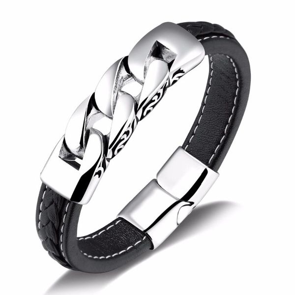 fate love vintage fashion design black leather stainless steel chain bracelet 8.66 inch for men's gifts magnetic buckle
fate love vintage fashion design black leather stainless steel chain bracelet 8.66 inch for men's gifts magnetic buckle