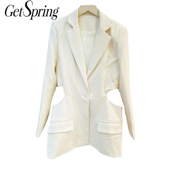 getspring women blazer single button long sleeve ladies white blazer coat hollow out irregular women's long suit jacket summer 201114, White;black
getspring women blazer single button long sleeve ladies white blazer coat hollow out irregular women's long suit jacket summer 201114, White;black