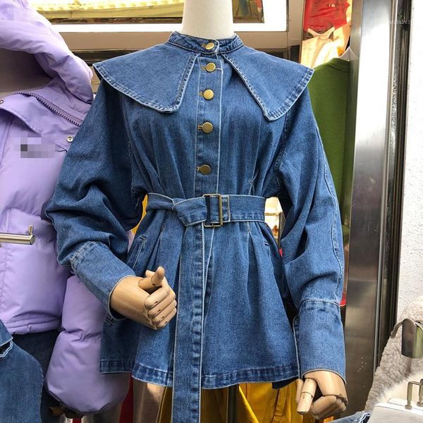 2020 spring new korean jeans blouse female long-sleeve doll large lapel thin denim shirt jacket women's jean shirts coat femme1, White
2020 spring new korean jeans blouse female long-sleeve doll large lapel thin denim shirt jacket women's jean shirts coat femme1, White