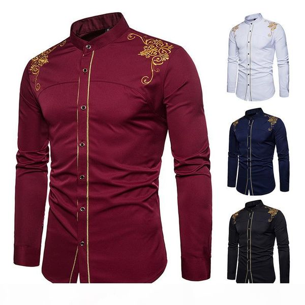 men fashion casual shirt long sleeve comfort cotton slim embroidery design social business shirt brand clothing, White;black
men fashion casual shirt long sleeve comfort cotton slim embroidery design social business shirt brand clothing, White;black